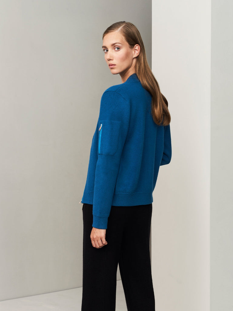 Aarhus Cashmere-Leather Bomber - Island Blue - Movers & Cashmere