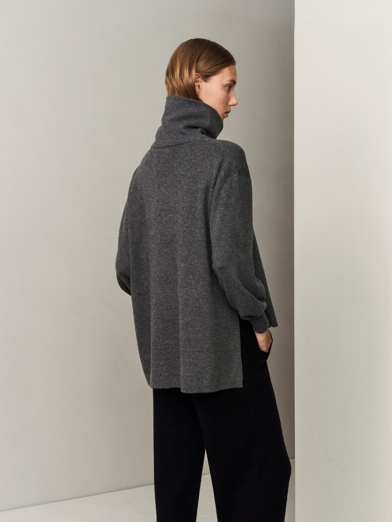 [ECO Cashmere] In the Form Eco-Cashmere Turtleneck Sweater - Dark Grey - Movers & Cashmere