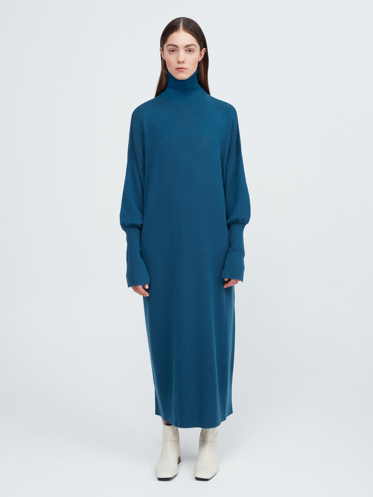 In the Moment Turtleneck Dress - Island Blue - Movers & Cashmere