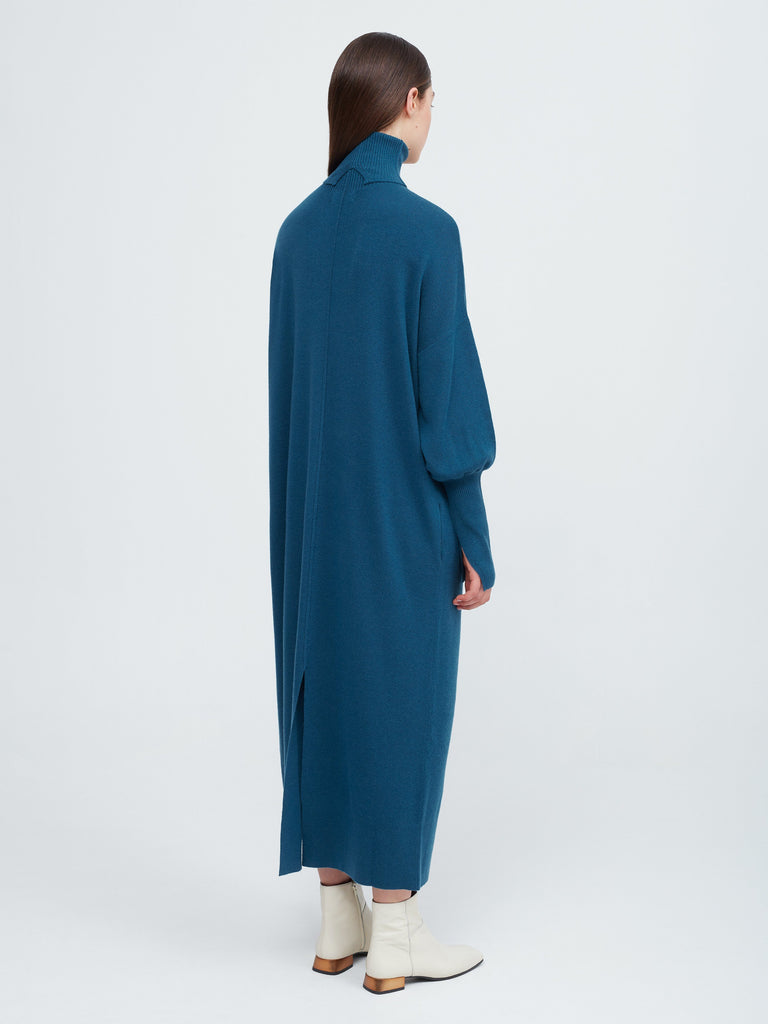 In the Moment Turtleneck Dress - Island Blue - Movers & Cashmere