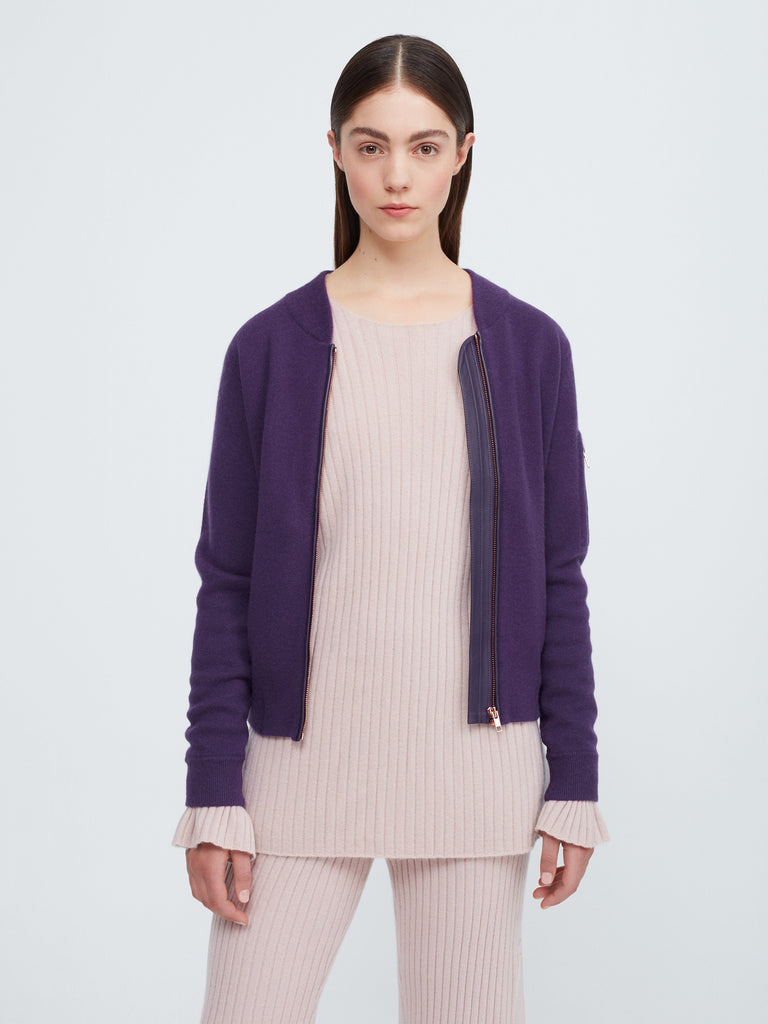 Aarhus Cashmere-Leather Bomber - Violet Purple - Movers & Cashmere