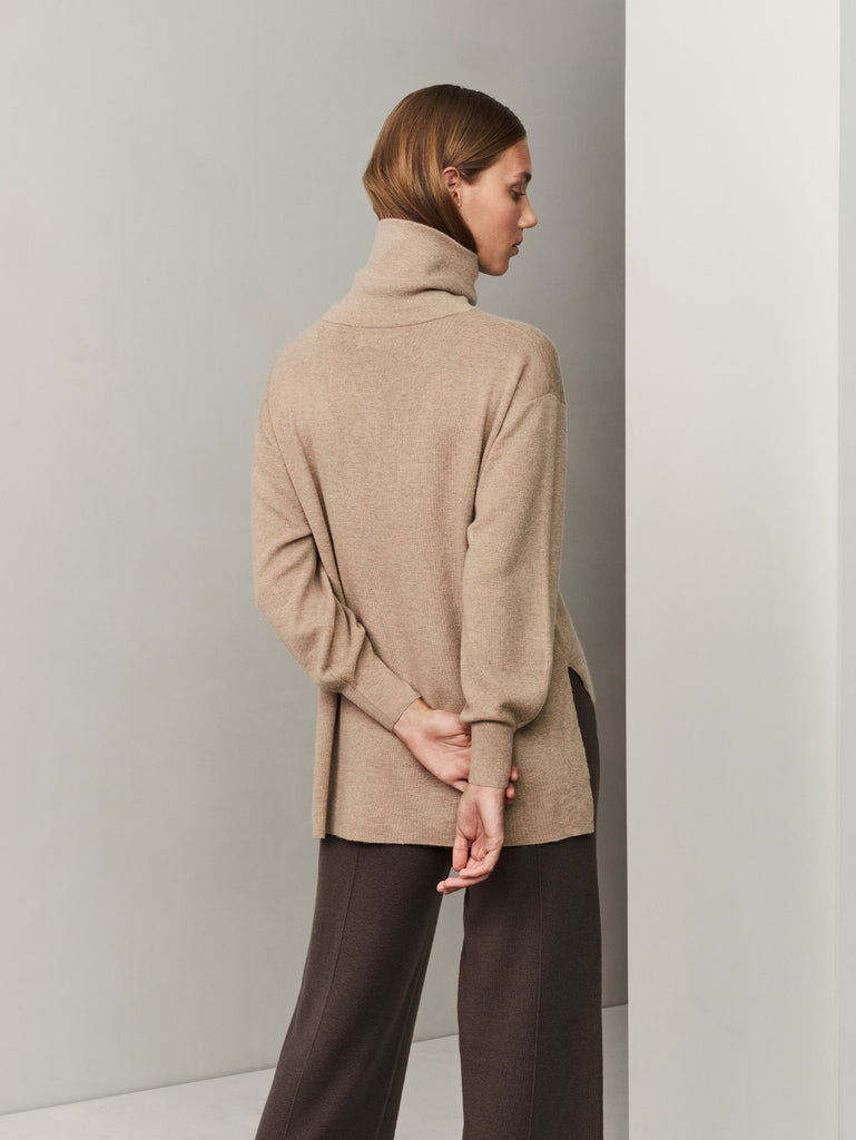 [ECO Cashmere] In the Form Eco-Cashmere Turtleneck Sweater - Light Taupe - Movers & Cashmere