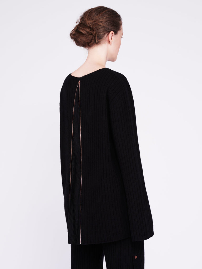 Get Set Oversized Ribbed Cashmere Sweater - Black - Movers & Cashmere