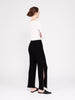 Get Set Ribbed Cashmere Wide-Leg Track Pants - Black - Movers & Cashmere