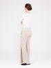 Get Set Ribbed Cashmere Wide-Leg Track Pants - Sand - Movers & Cashmere