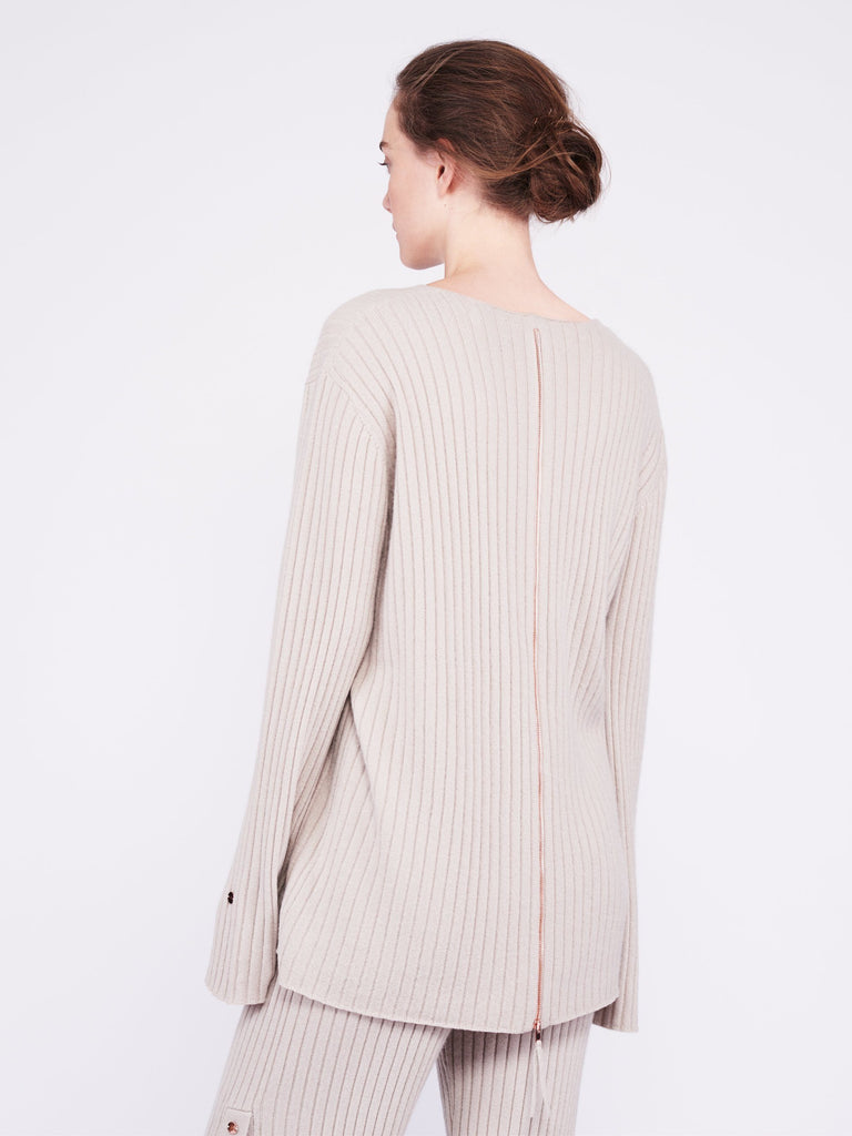 Get Set Oversized Ribbed Cashmere Sweater - Sand - Movers & Cashmere