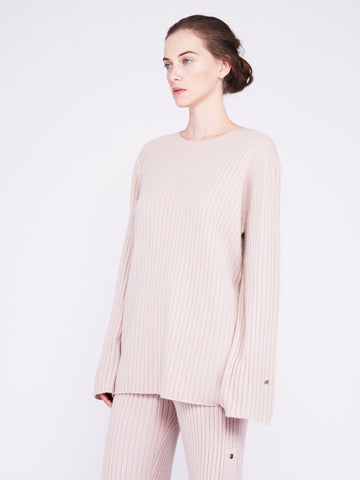 Get Set Oversized Ribbed Cashmere Sweater - Dusty Pink - Movers & Cashmere