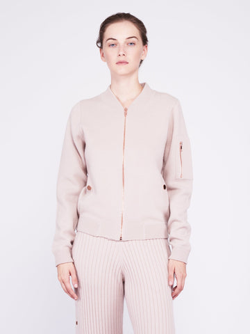 Globe-Trotter Two-Tone Cashmere Bomber - Dusty Pink x Sand - Movers & Cashmere