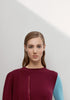Balance Blocks Cashmere Sweater - Autumn Burgundy x Sky Blue - Movers & Cashmere