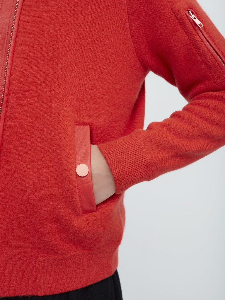 Aarhus Cashmere-Leather Bomber - Poppy Red - Movers & Cashmere