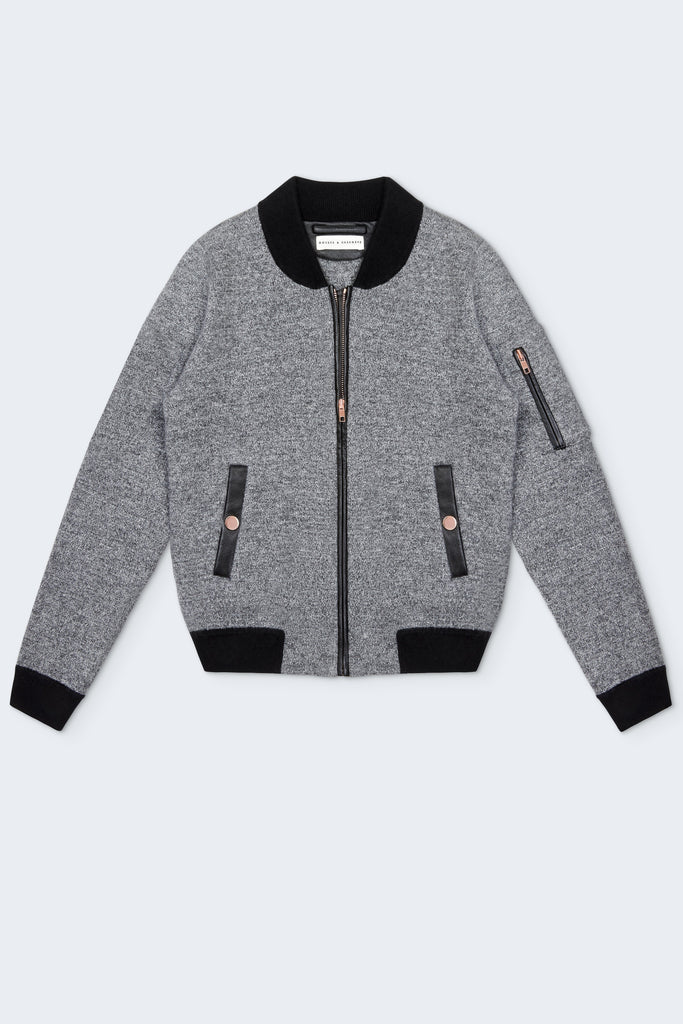 Aarhus Cashmere-Leather Bomber - Marble x Black - Movers & Cashmere