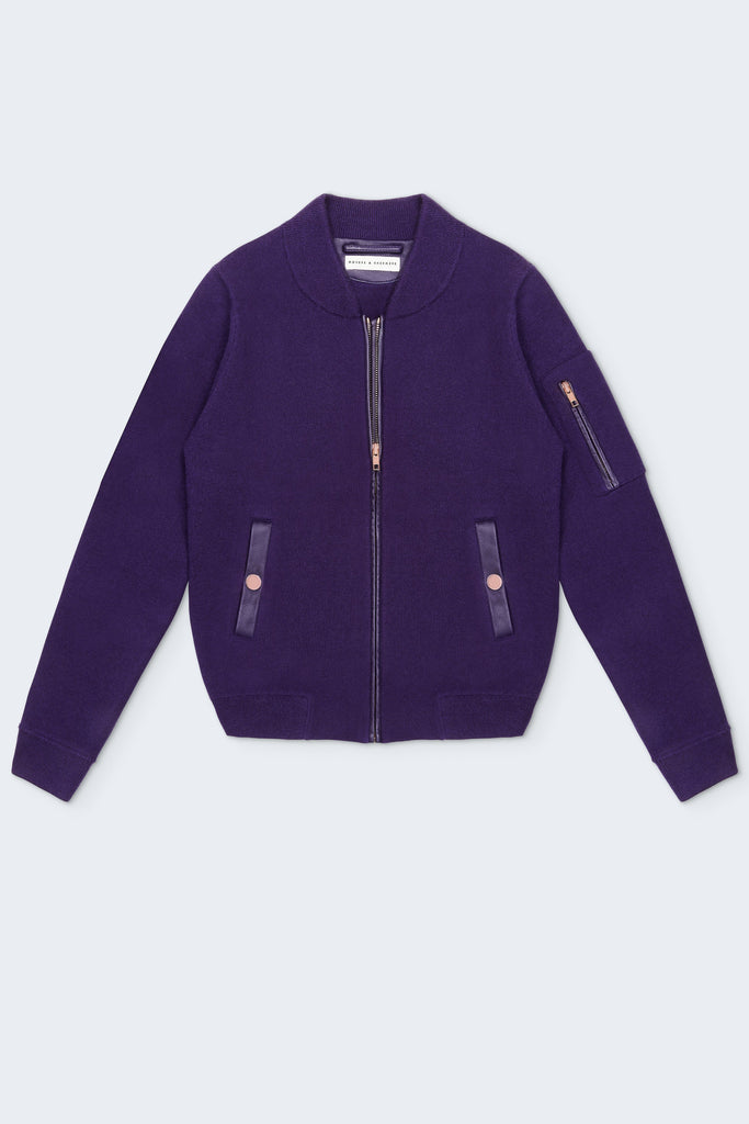 Aarhus Cashmere-Leather Bomber - Violet Purple - Movers & Cashmere