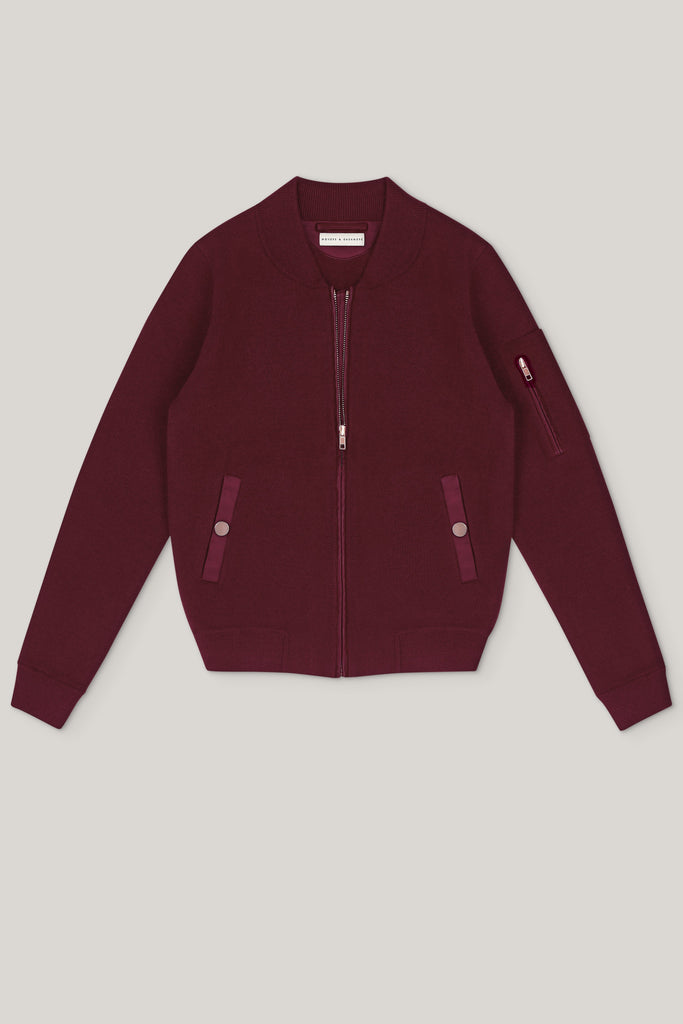 Aarhus Cashmere-Leather Bomber - Autumn Burgundy - Movers & Cashmere