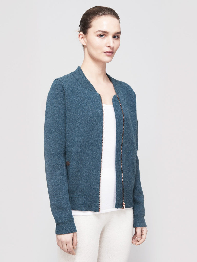 Globe-Trotter Two-Tone Cashmere Bomber - Dusky Green Blue X Rose Blitz - Movers & Cashmere