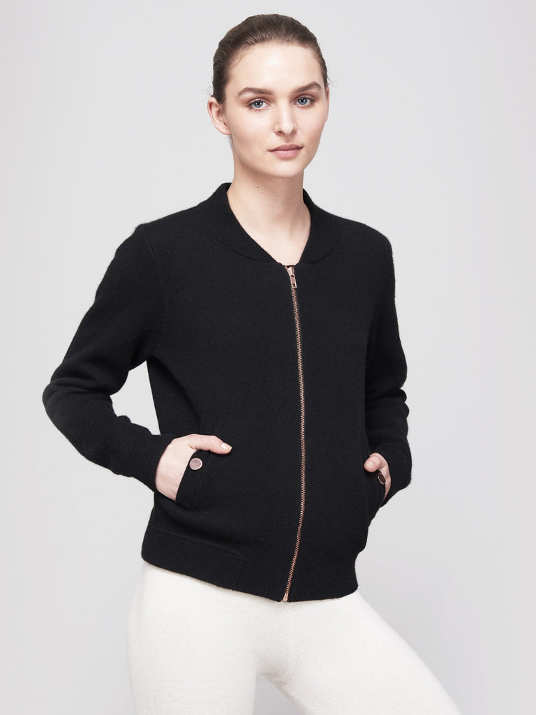 Globe-Trotter Two-Tone Cashmere Bomber - Black X Girasol Green - Movers & Cashmere