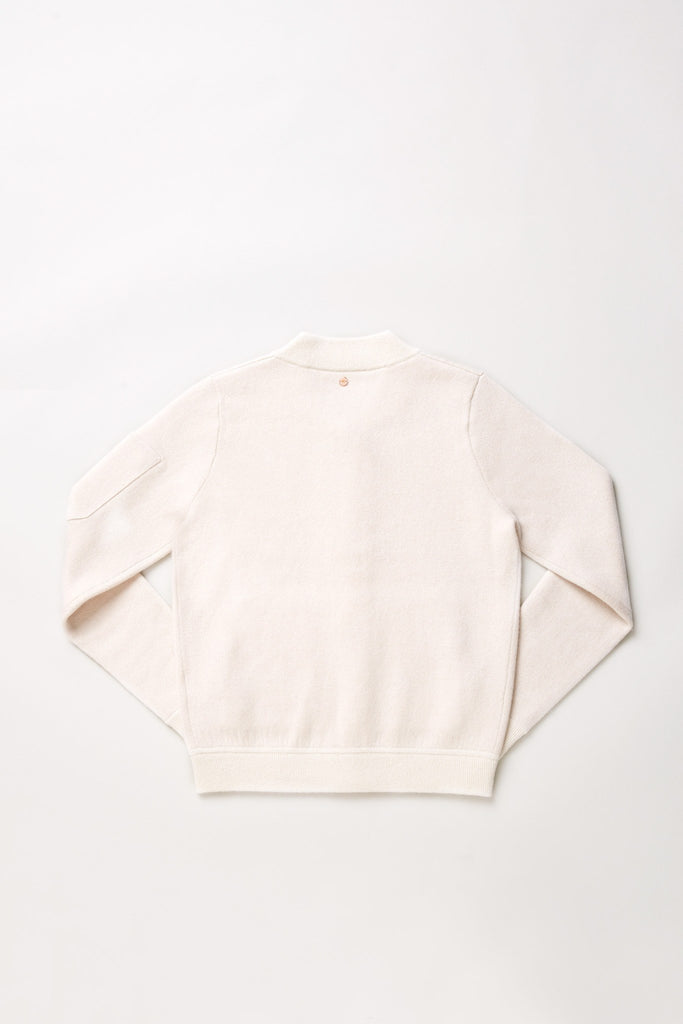 Globe-Trotter Two-Tone Cashmere Bomber - Winter White X Camel - Movers & Cashmere