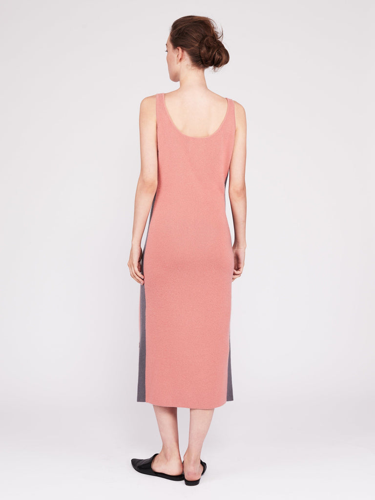 CMMC Striped Scoop Neck Cashmere Maxi Dress - Sakura x Jet Grey - Movers & Cashmere