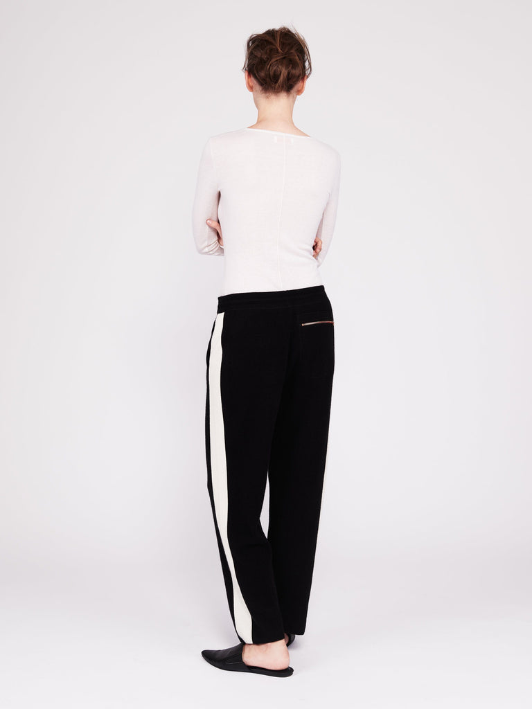 CMMC Striped Cashmere Track Pants - Noir x White - Movers & Cashmere